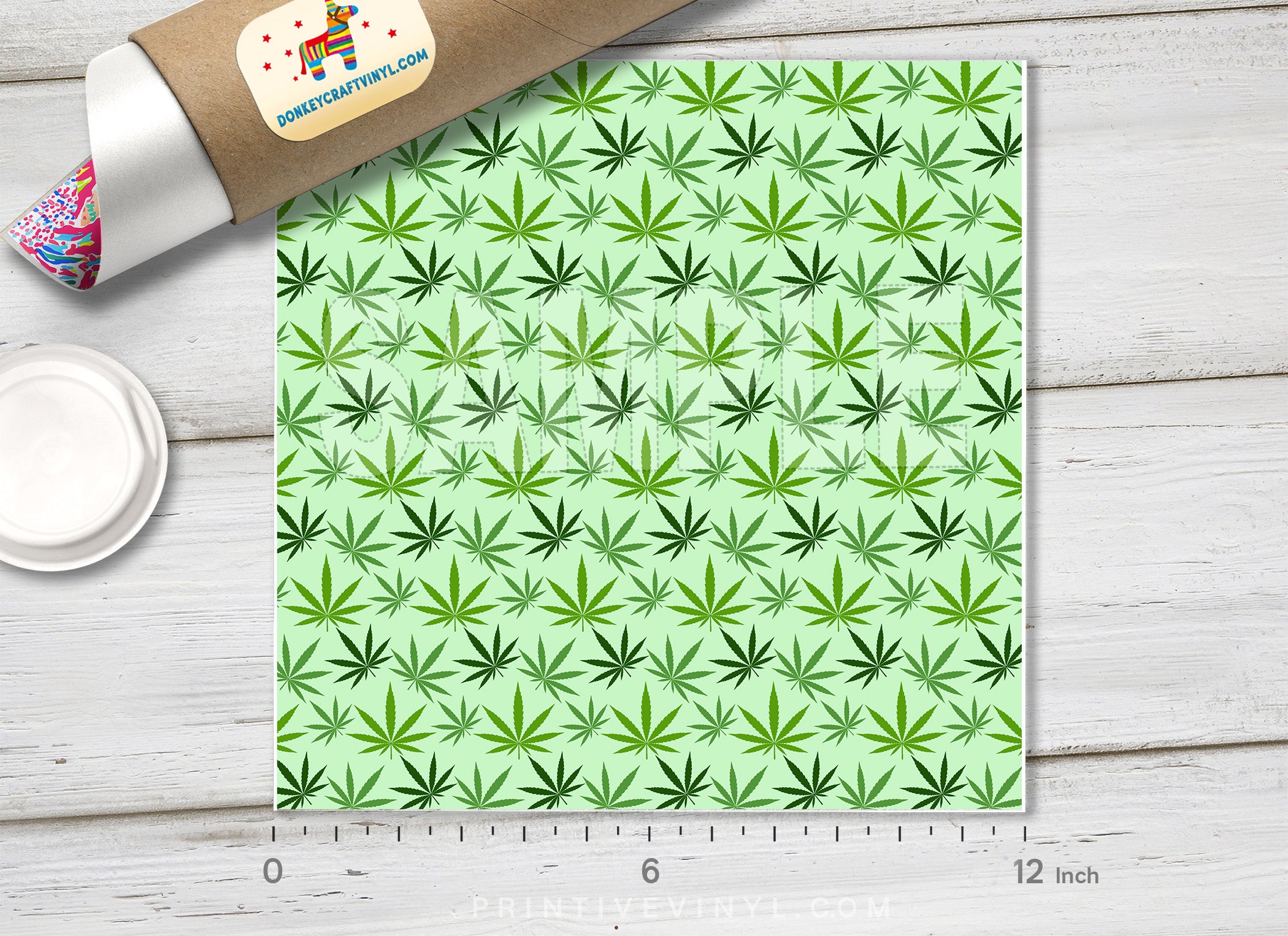 Green marijuana background Pattern Printed HTV- 511