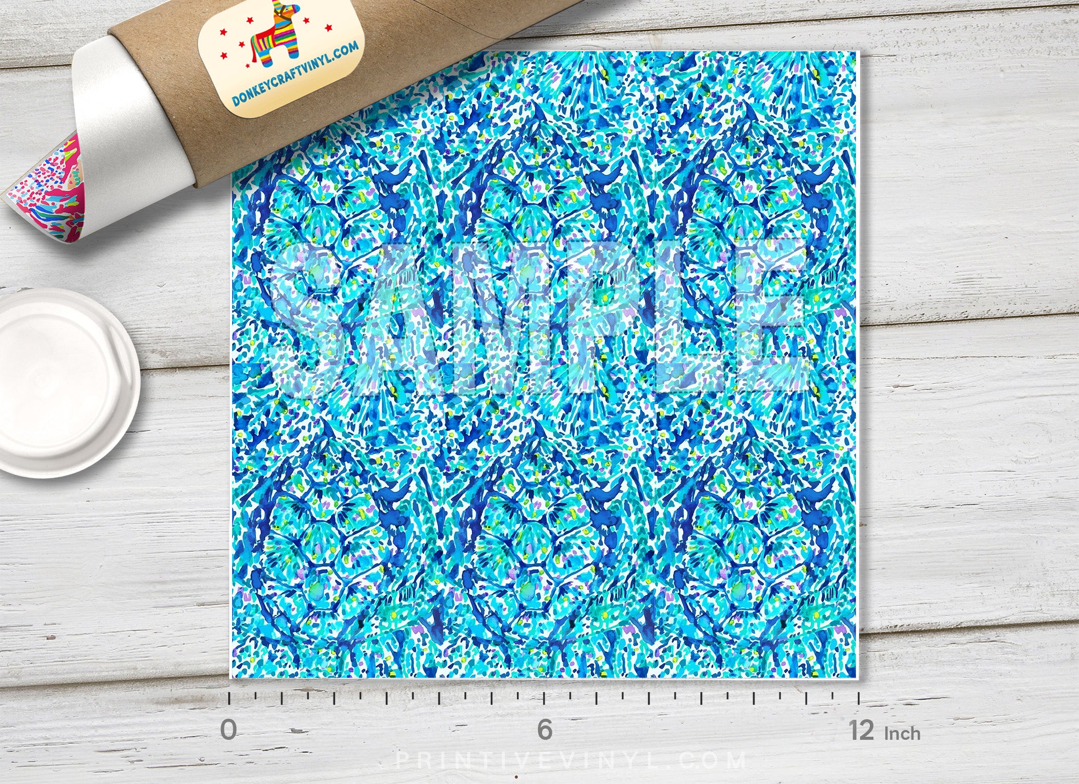 Blue Pineapple Patterned HTV L105