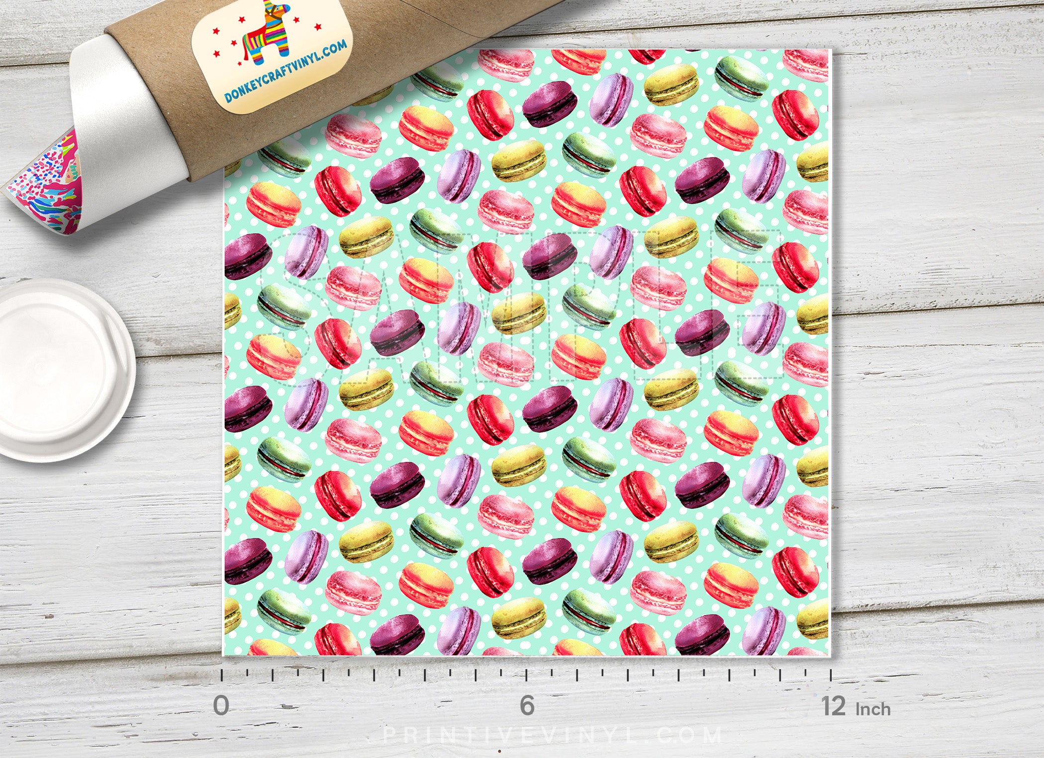 Watercolor Macaron Dessert Patterned HTV-405