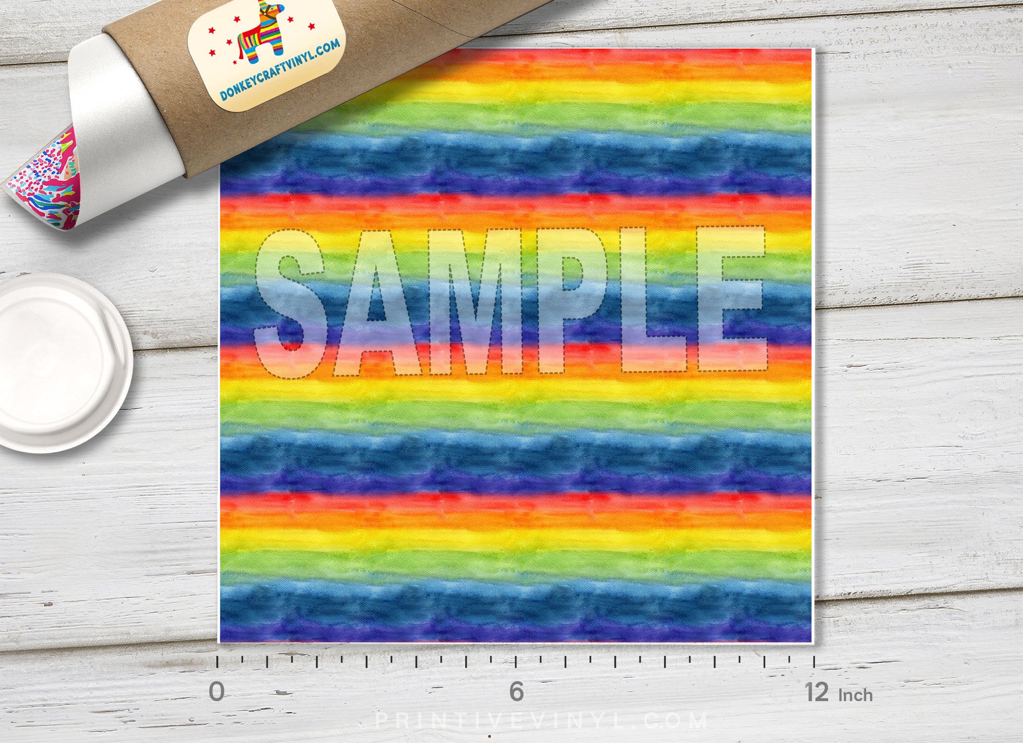 Rainbow Watercolor Patterned Adhesive Vinyl 378