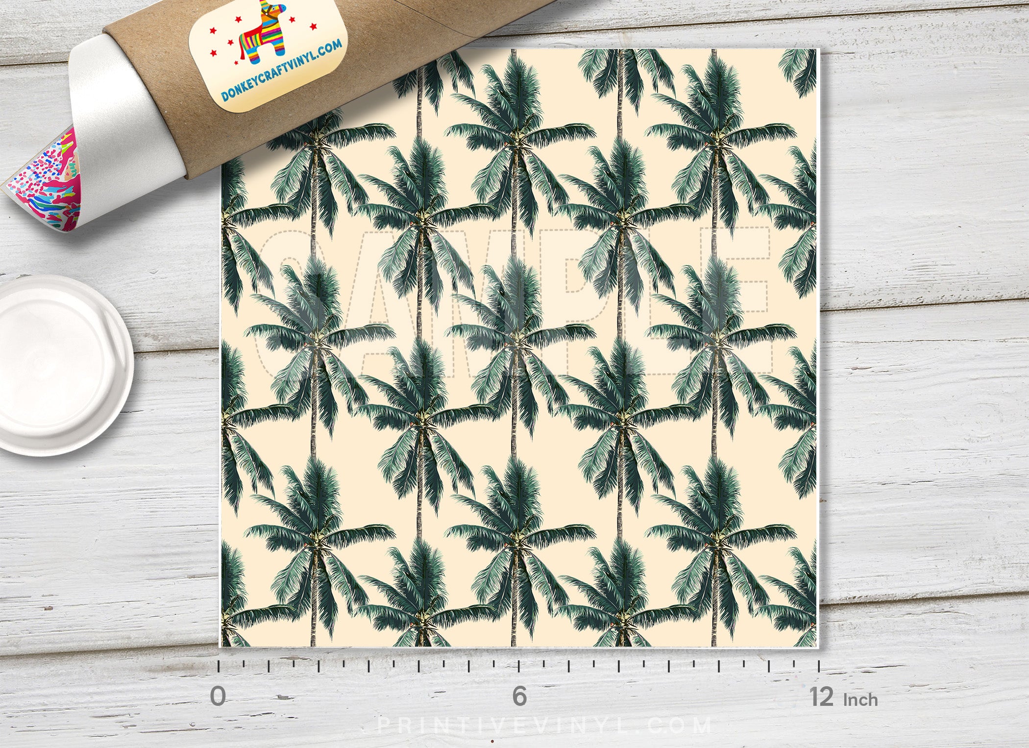 Tropical Palm Tree Patterned Adhesive Vinyl 436
