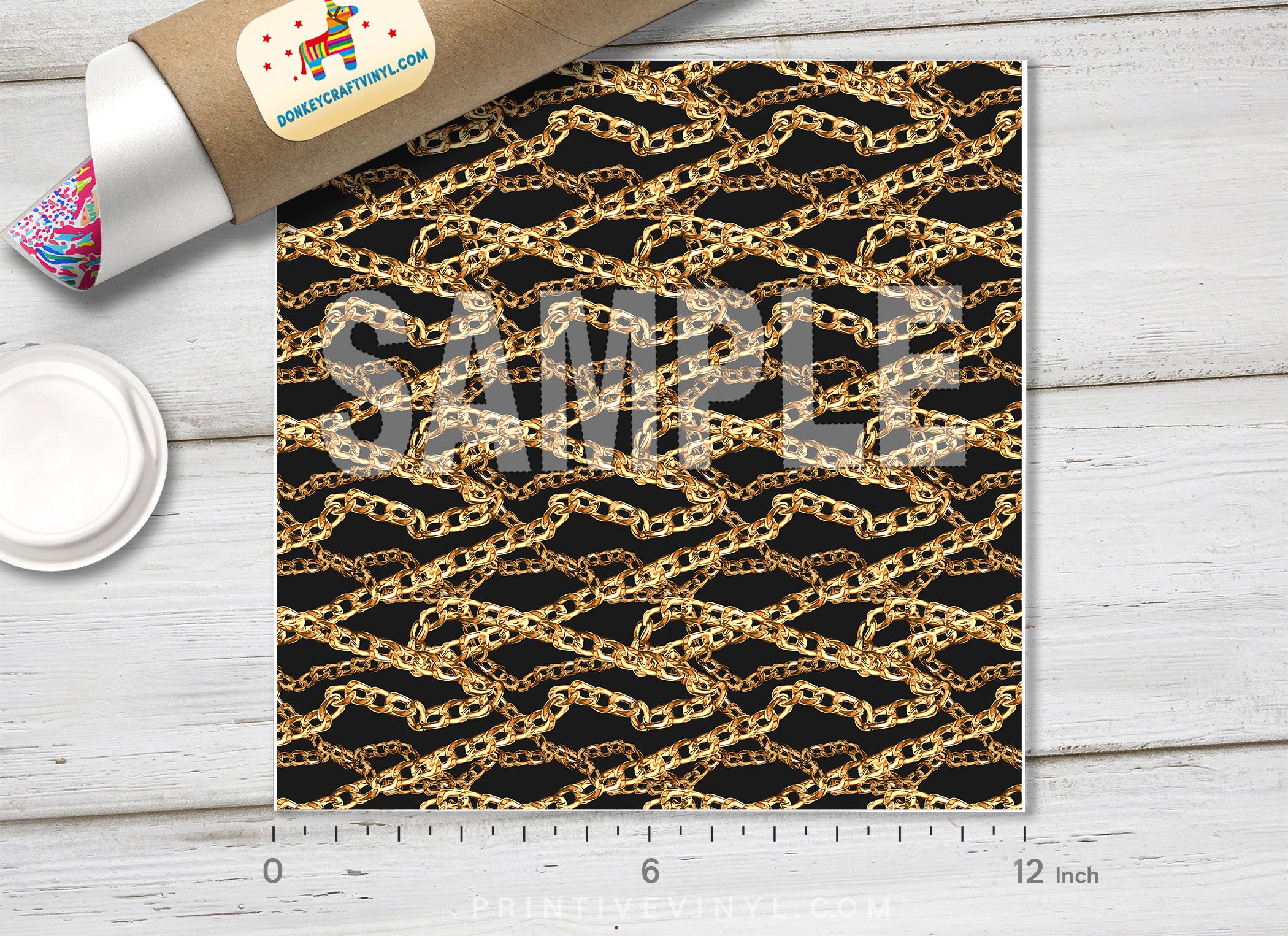 Gold Chain Pattern Printed HTV-824