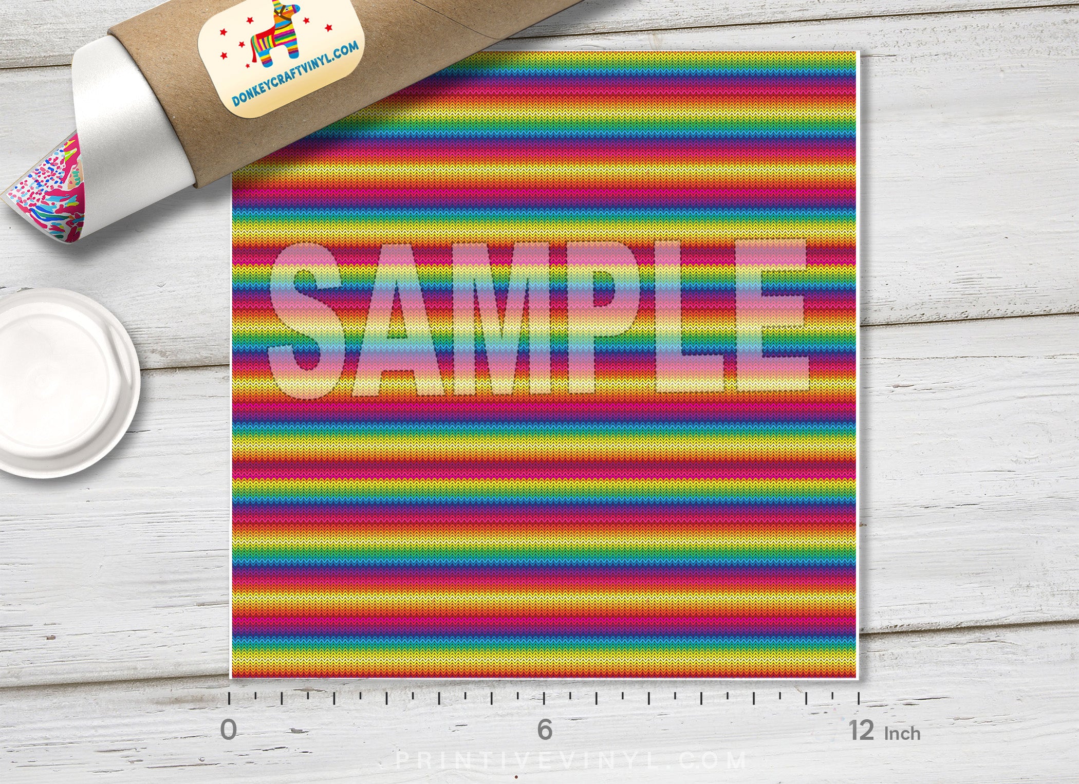 Rainbow Serape Knitted Blanket Patterned HTV- 926