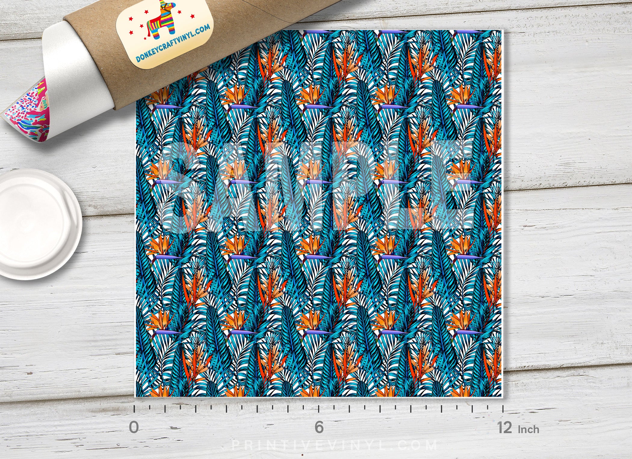 Tropical Palm Tree Leaves Patterned HTV- 911