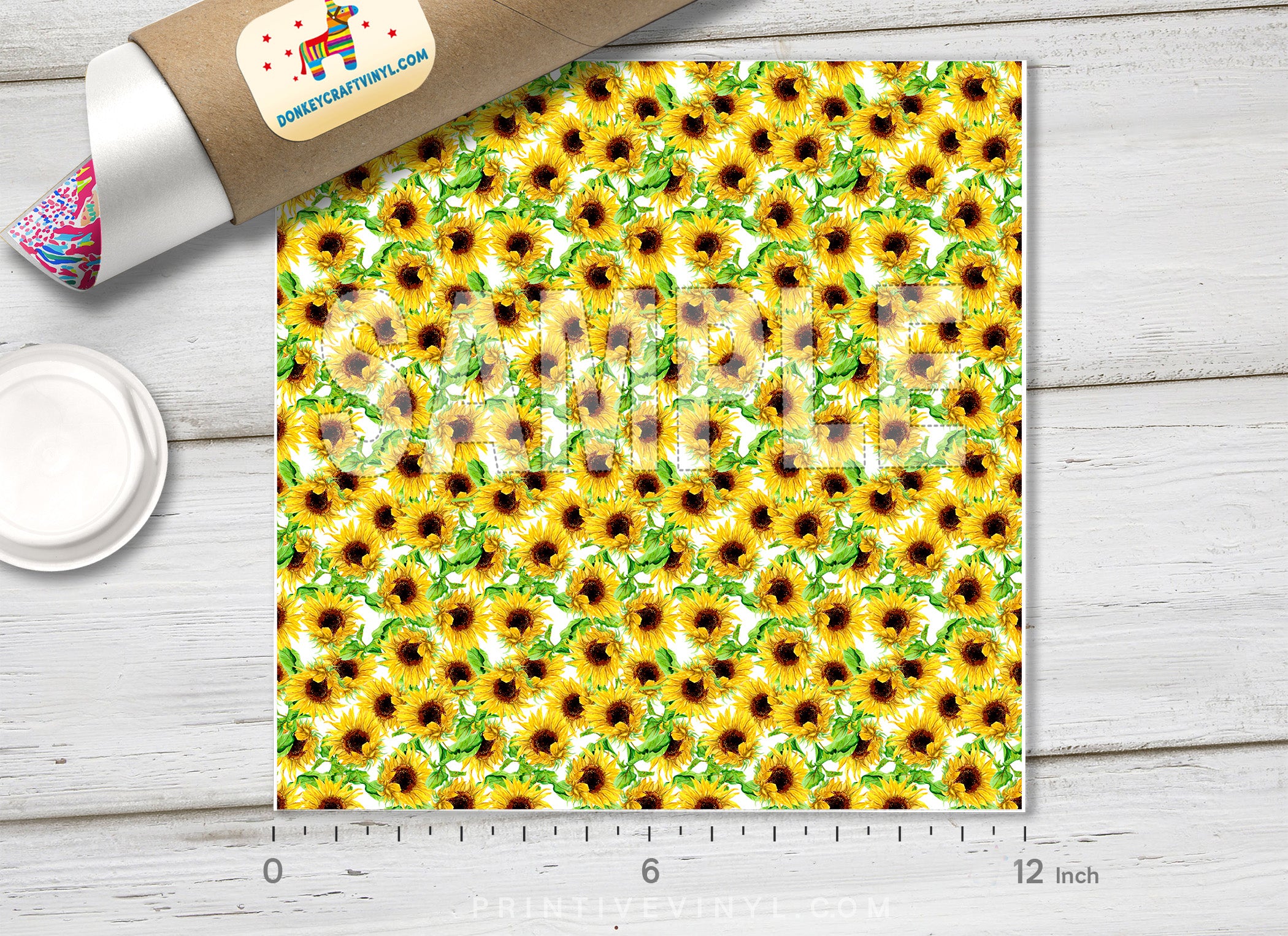 Watercolor Yellow Sunflowers Printed HTV-799
