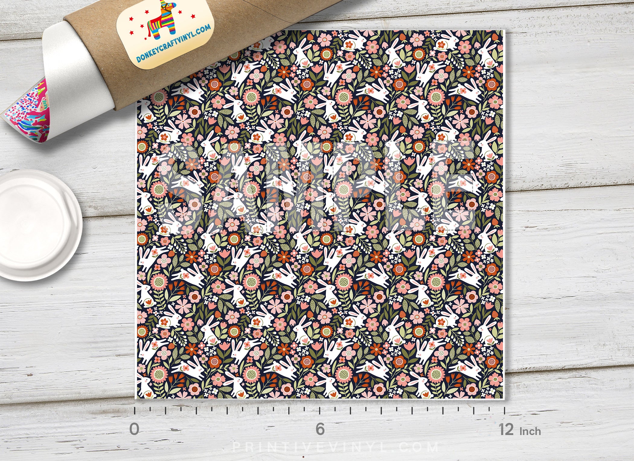 Cute Rabbits Patterned HTV 1396