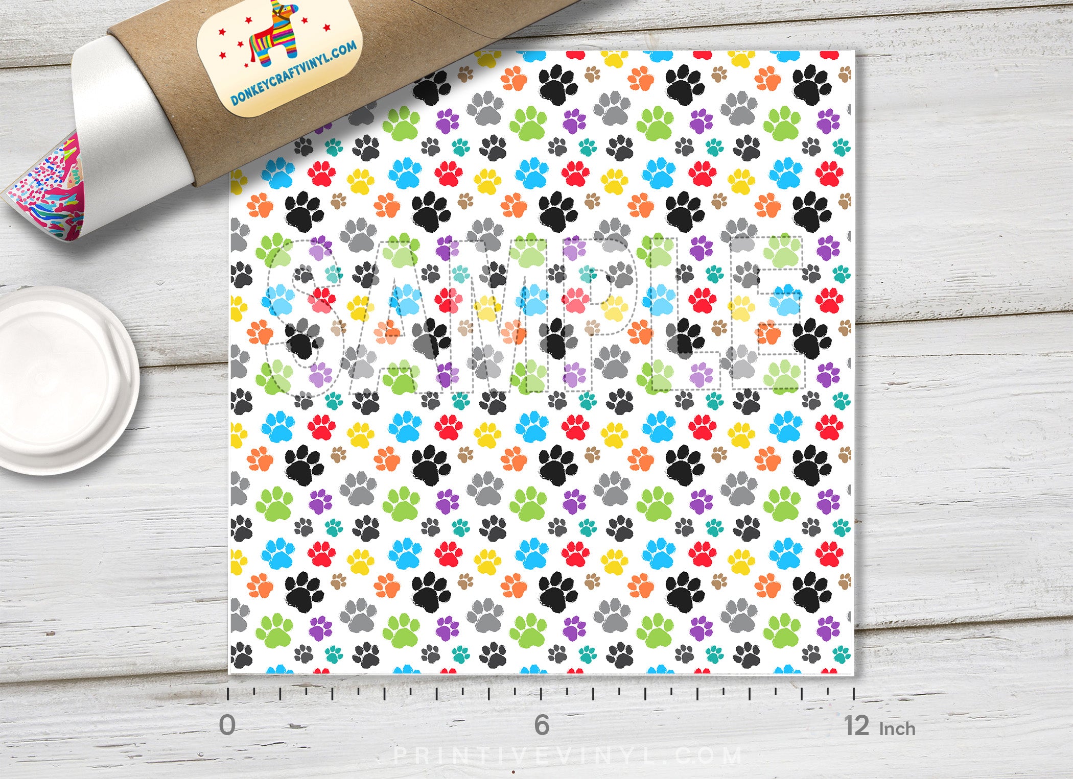 Colorful Paw Patterned HTV 1047