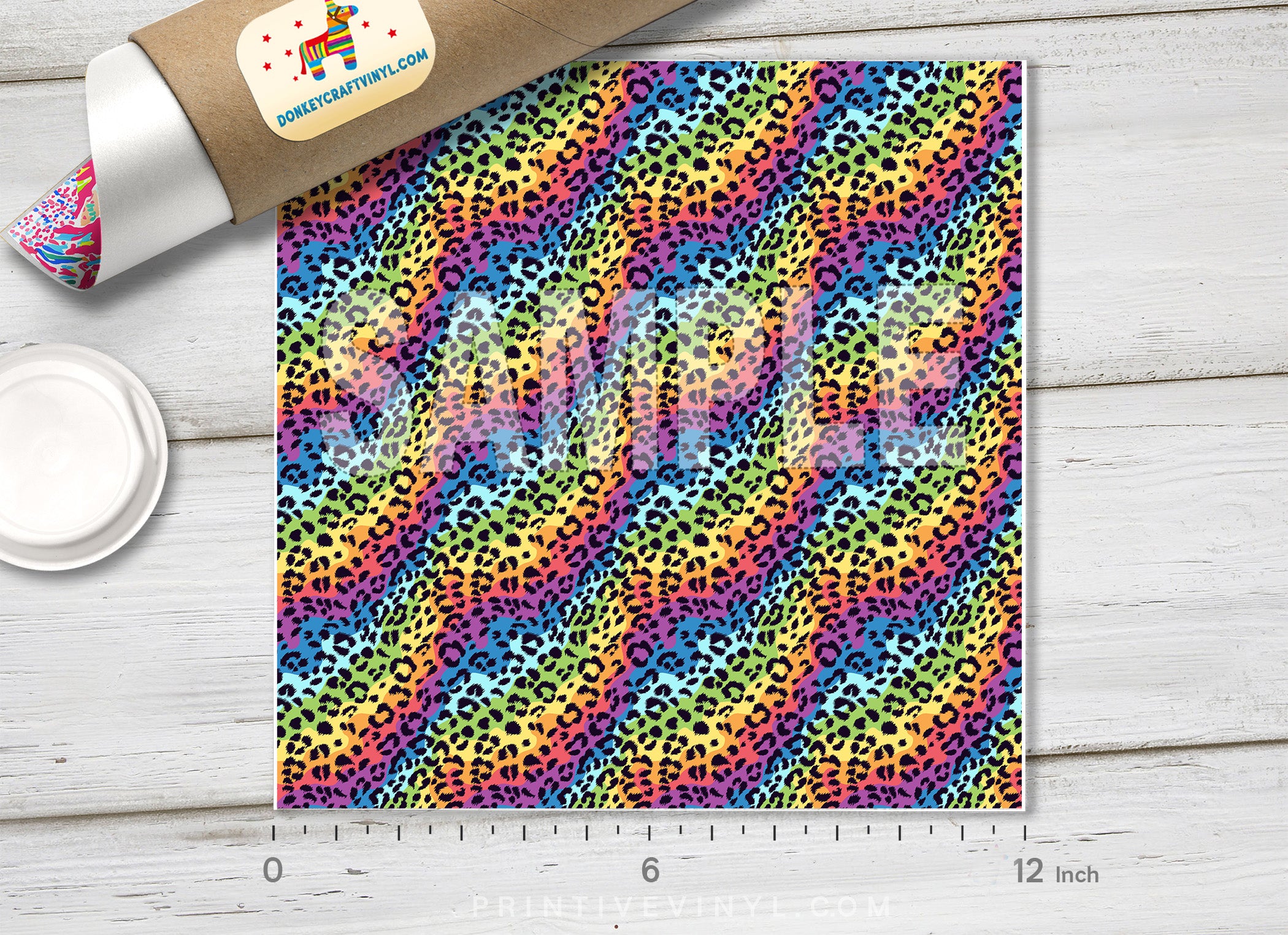 Rainbow Leopard Patterned Adhesive Vinyl 350