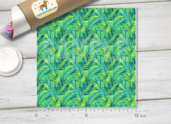 Watercolor Tropical green leaves Patterned HTV  439