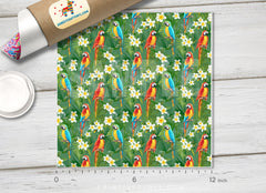 Topical Parrot and Floral Patterned HTV 275
