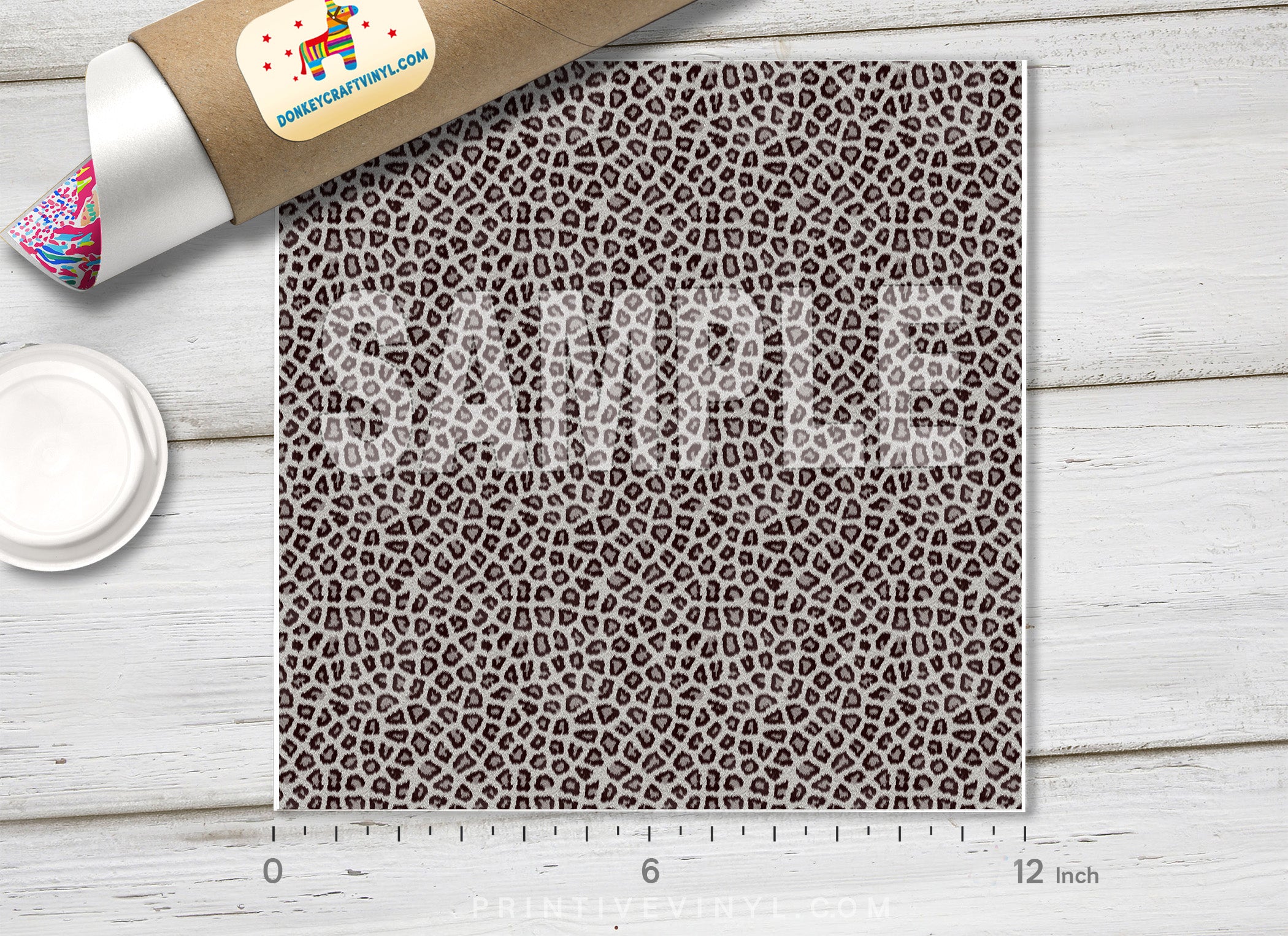 Grey Leopard Patterned Adhesive Vinyl 097