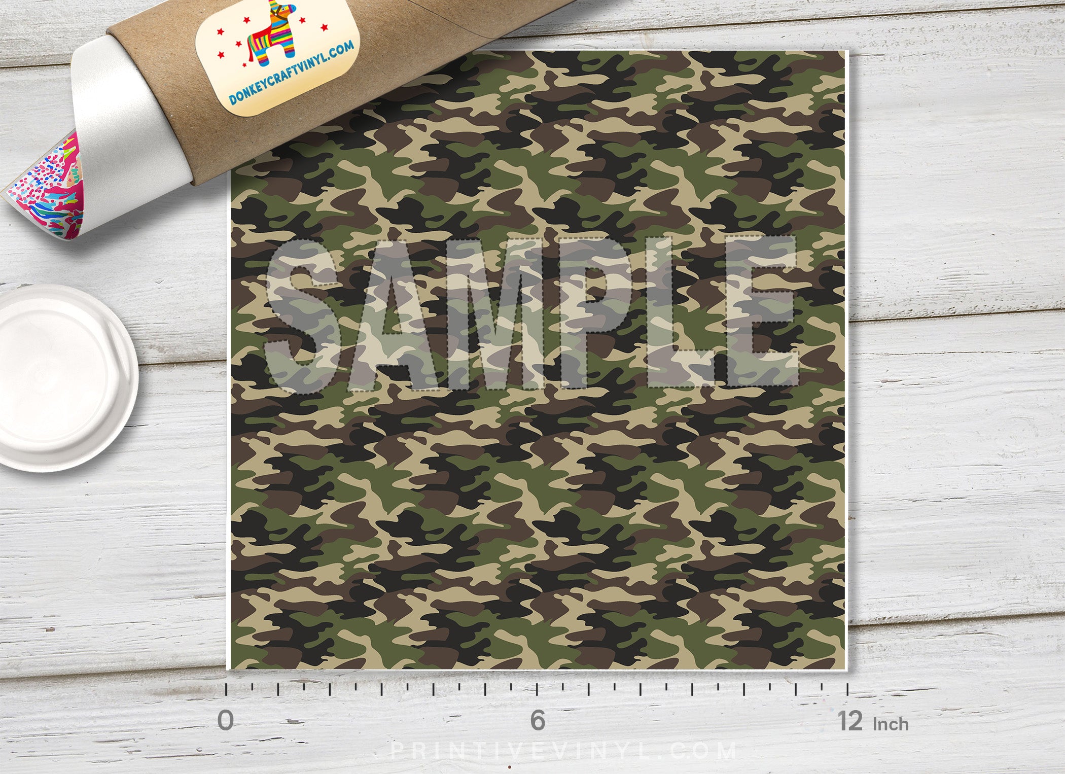 Green Military Camouflage Patterned HTV 046