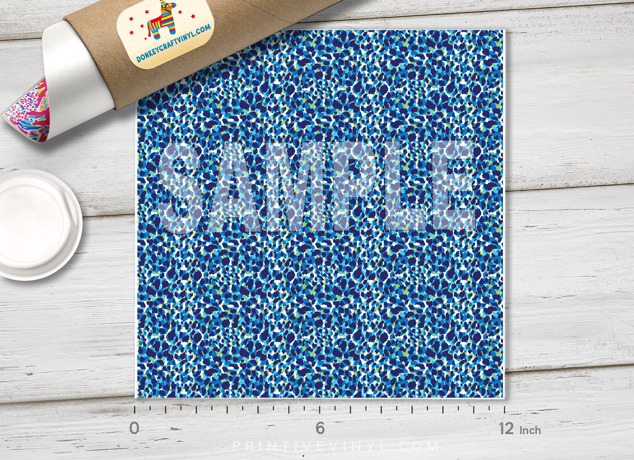 Blue Leopard Patterned Adhesive Vinyl 257