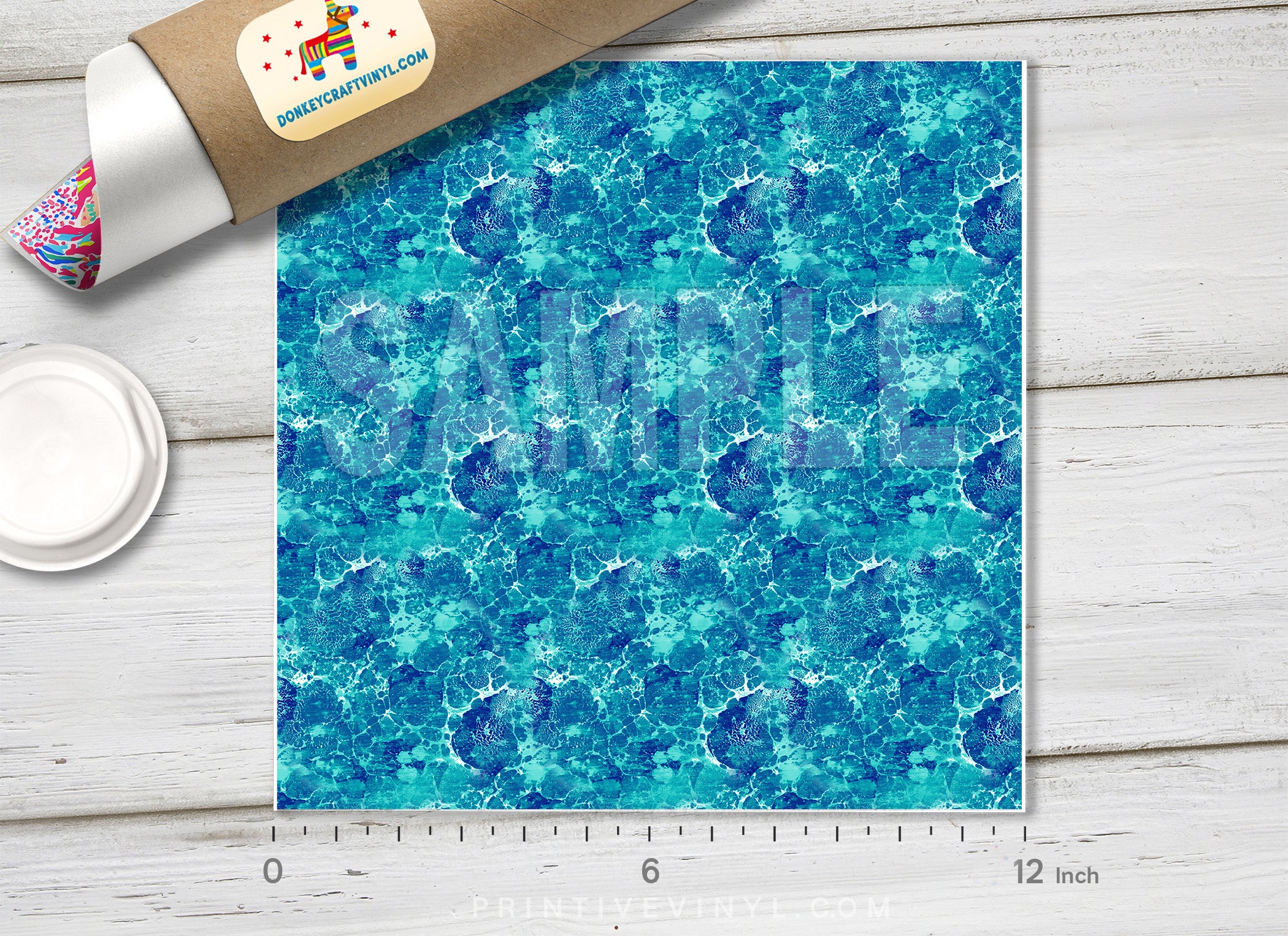 Abstract Blue Mable Patterned HTV 523