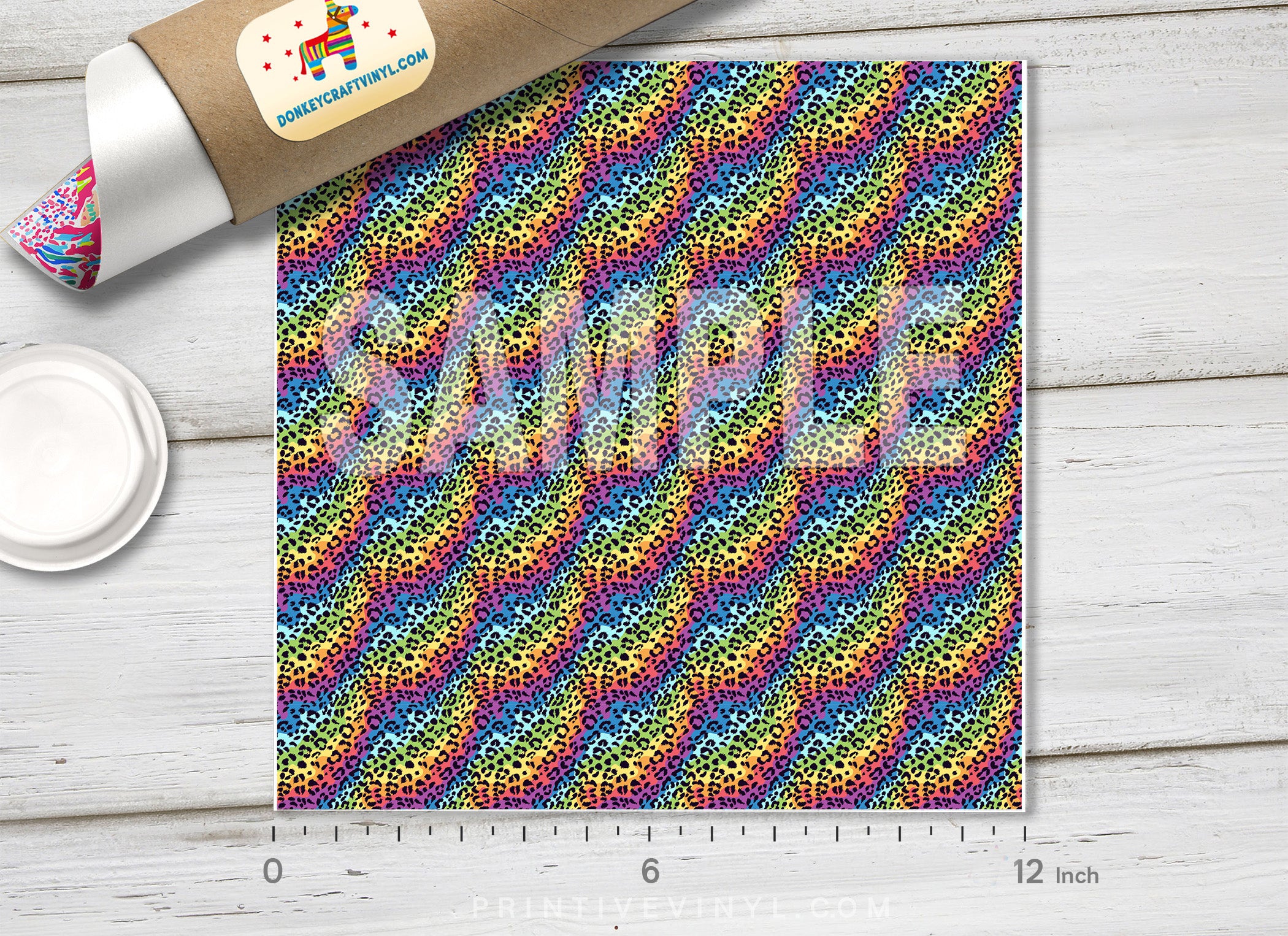 Rainbow Leopard Patterned Adhesive Vinyl 350