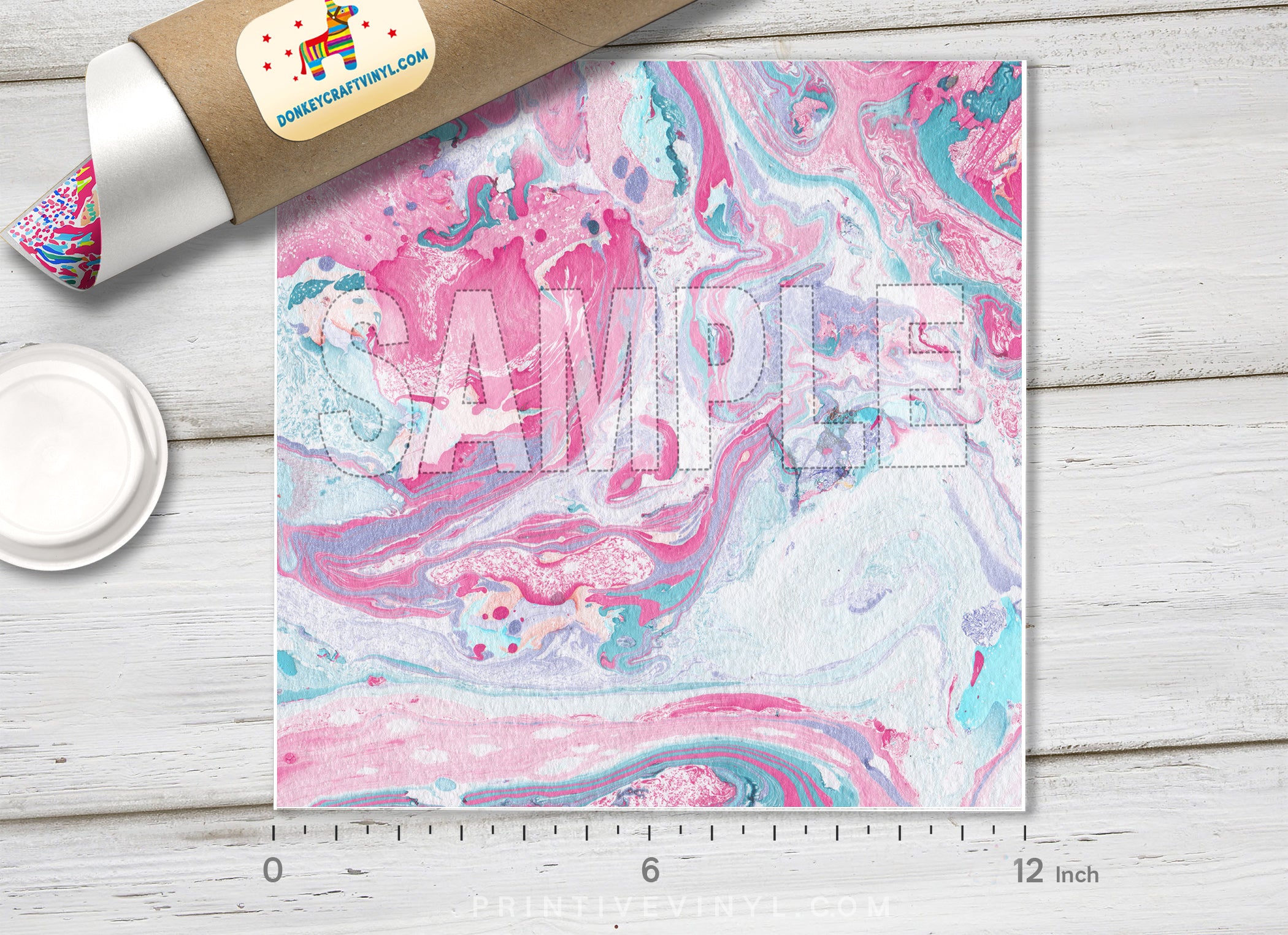 Blue Pink Marble Patterned HTV 1060