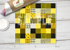 Yellow Geometric Patchwork  Patterned HTV 1336