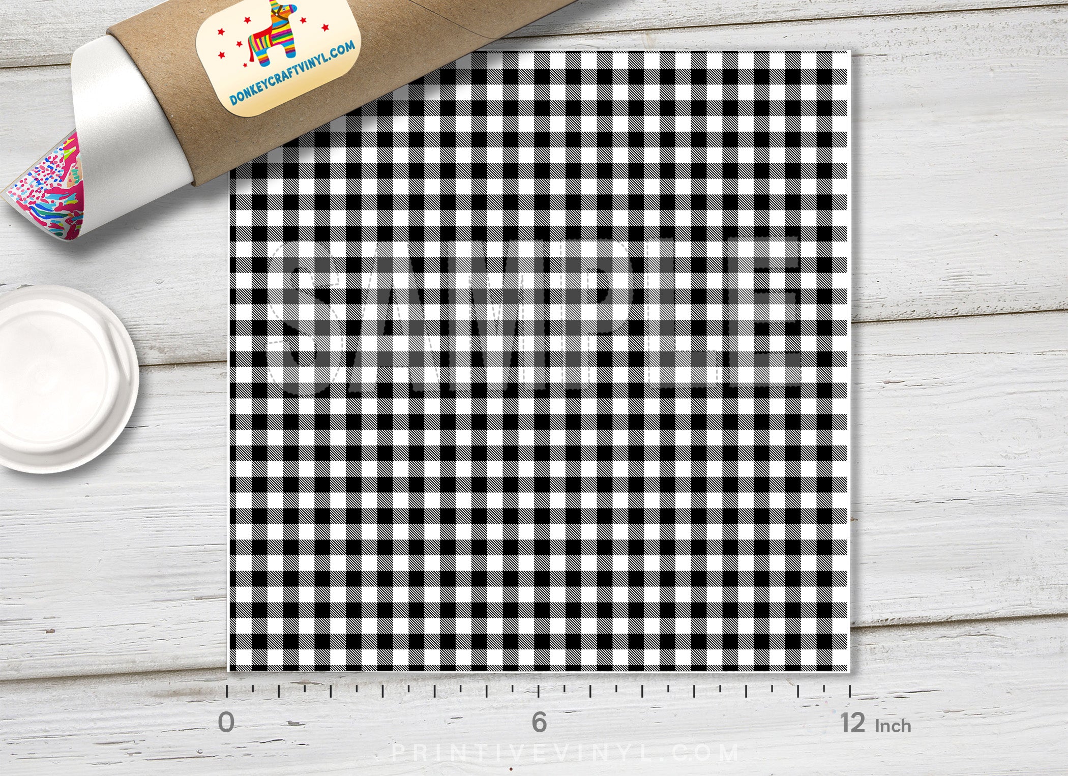 Black and White Plaid Patterned HTV  572