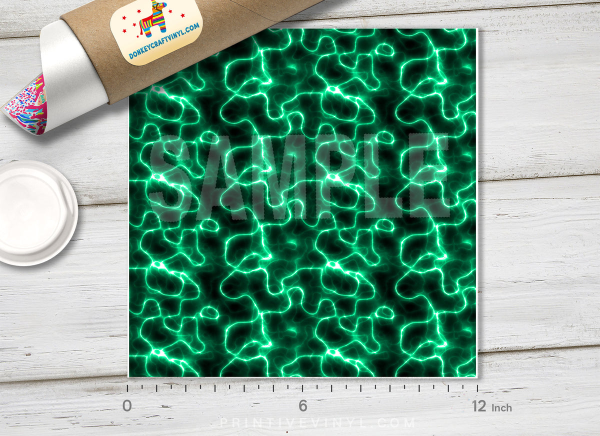 Green Electricity Lightning Patterned HTV 413