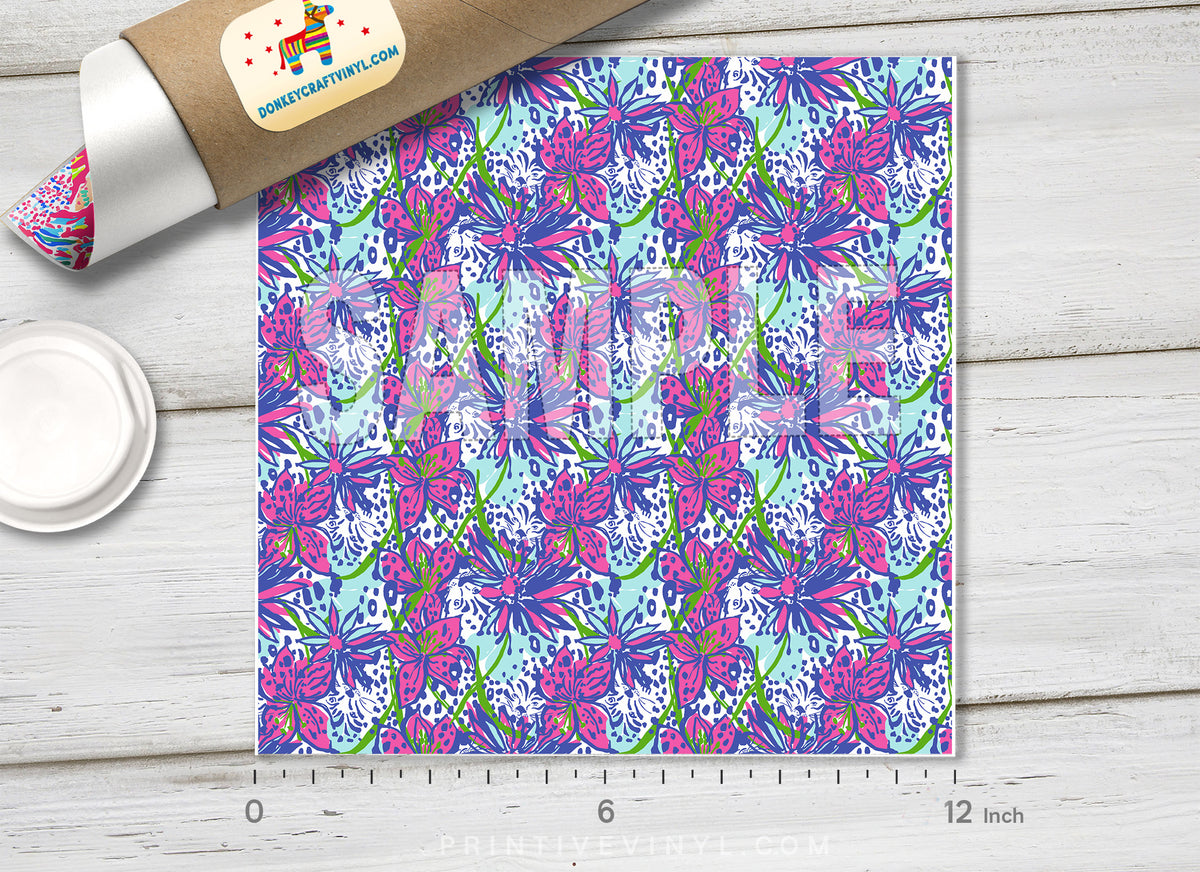 Lilly P Inspired Cheetah in jungle Patterned HTV-L038 - Donkey Craft Vinyl