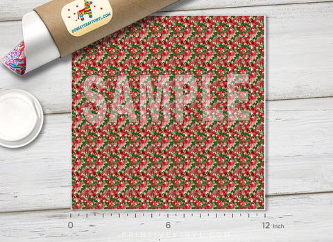 Christmas Winter Poinsettia Flowers   Adhesive  Patterned HTV X002