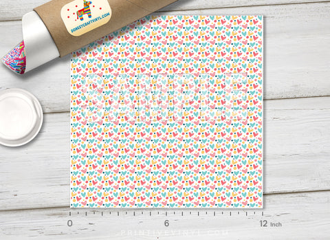 Pastel Love Heart  Patterned HTV 1084