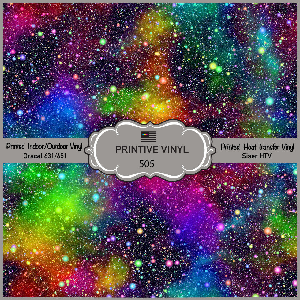 Rainbow Nebula galaxy Printed Vinyl/Siser HTV/ Oracal/ Indoor Vinyl/ Outdoor Vinyl/ Heat Transfer Vinyl-505 - Printive Vinyl | Patterned Vinyl