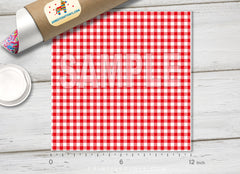 Red Checker Plaid Table cloth Patterned HTV 071