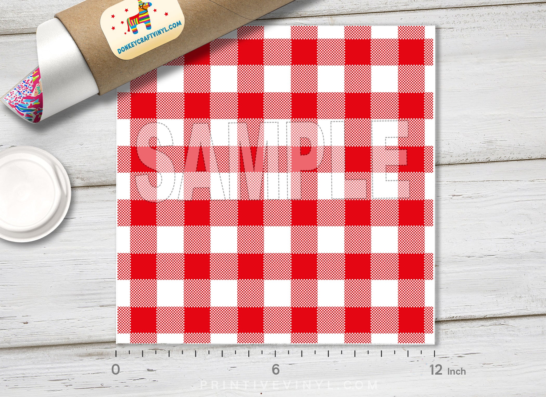 Red Checker Plaid Table cloth Patterned HTV 071