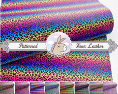 Rainbow Leopard Printed Faux Leather FL-006