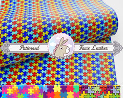 Colorful Puzzle Printed Faux Leather FL-008