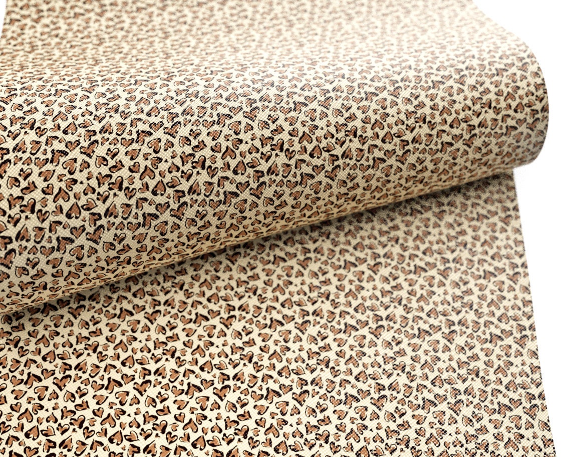 Heart Leopard Printed Faux Leather FL020