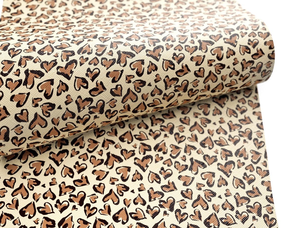 Heart Leopard Printed Faux Leather FL020