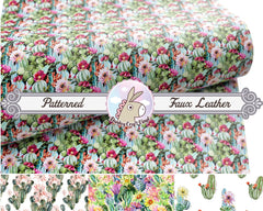 Floral Cactus Printed Faux Leather FL027