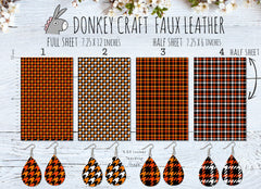 Halloween Houndstooth Plaid Printed Faux Leather FL014