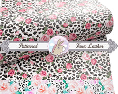 Rose Leopard printed Faux Leather FL028