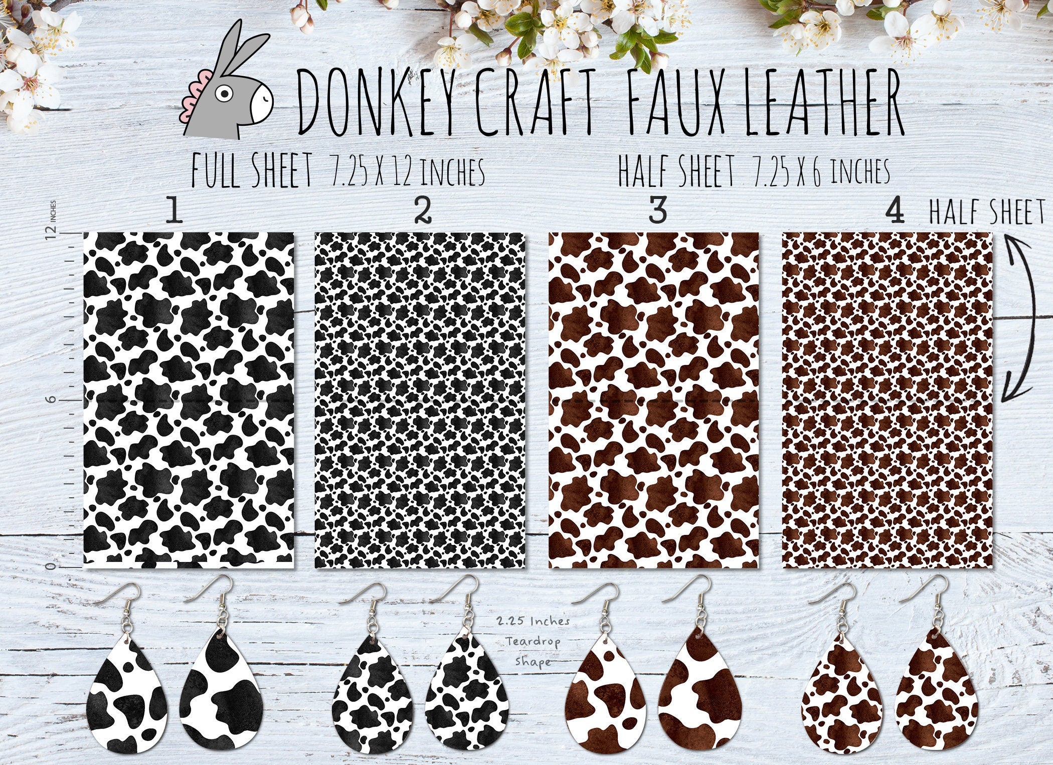 Cowhide Cow printed Faux Leather FL-033