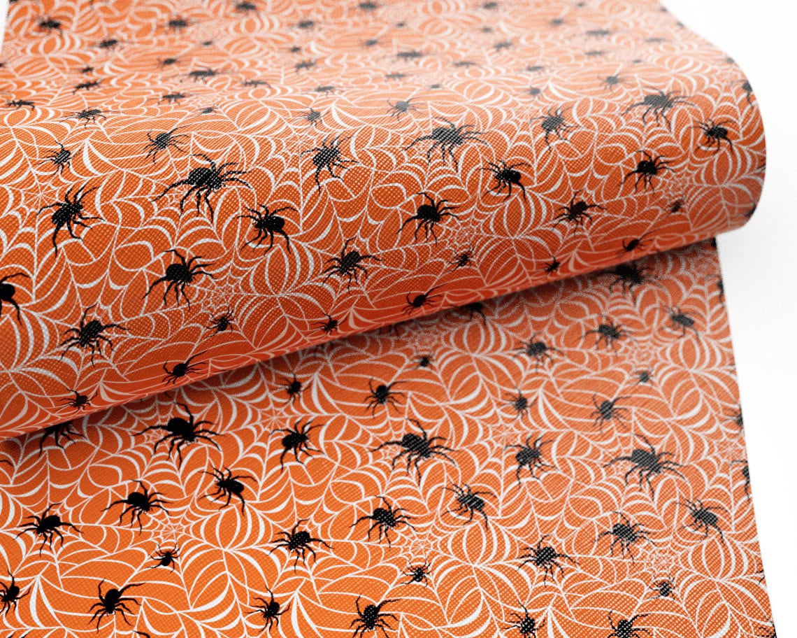 Halloween Spider Printed Faux Leather FL037