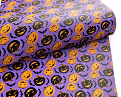 Halloween Pumpkin Printed Faux Leather FL-040