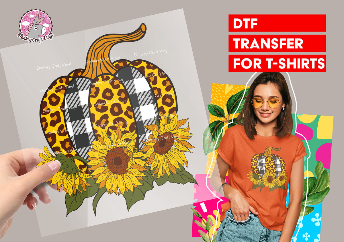 Sunflower Pumpkin DTF Transfer for T-shirts, Hoodies, heat Transfer, Ready To Press Heat Press Transfers DTF05