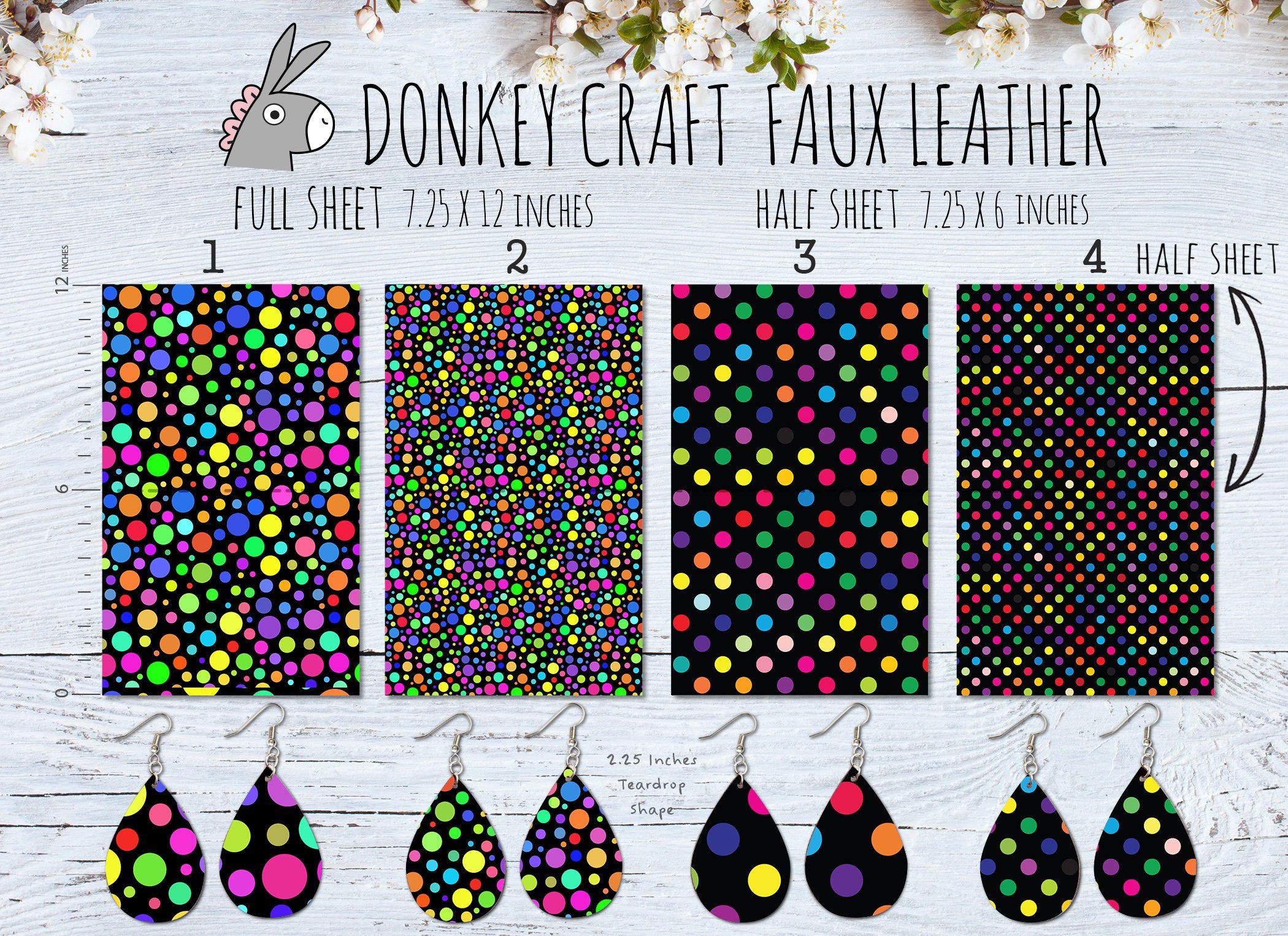 Polka Dots printed Faux Leather FL-034