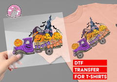 Halloween Vintage Truck DTF Transfer for T-shirts, Hoodies, heat Transfer, Ready To Press Heat Press Transfers, Just Heat Press It DTF02