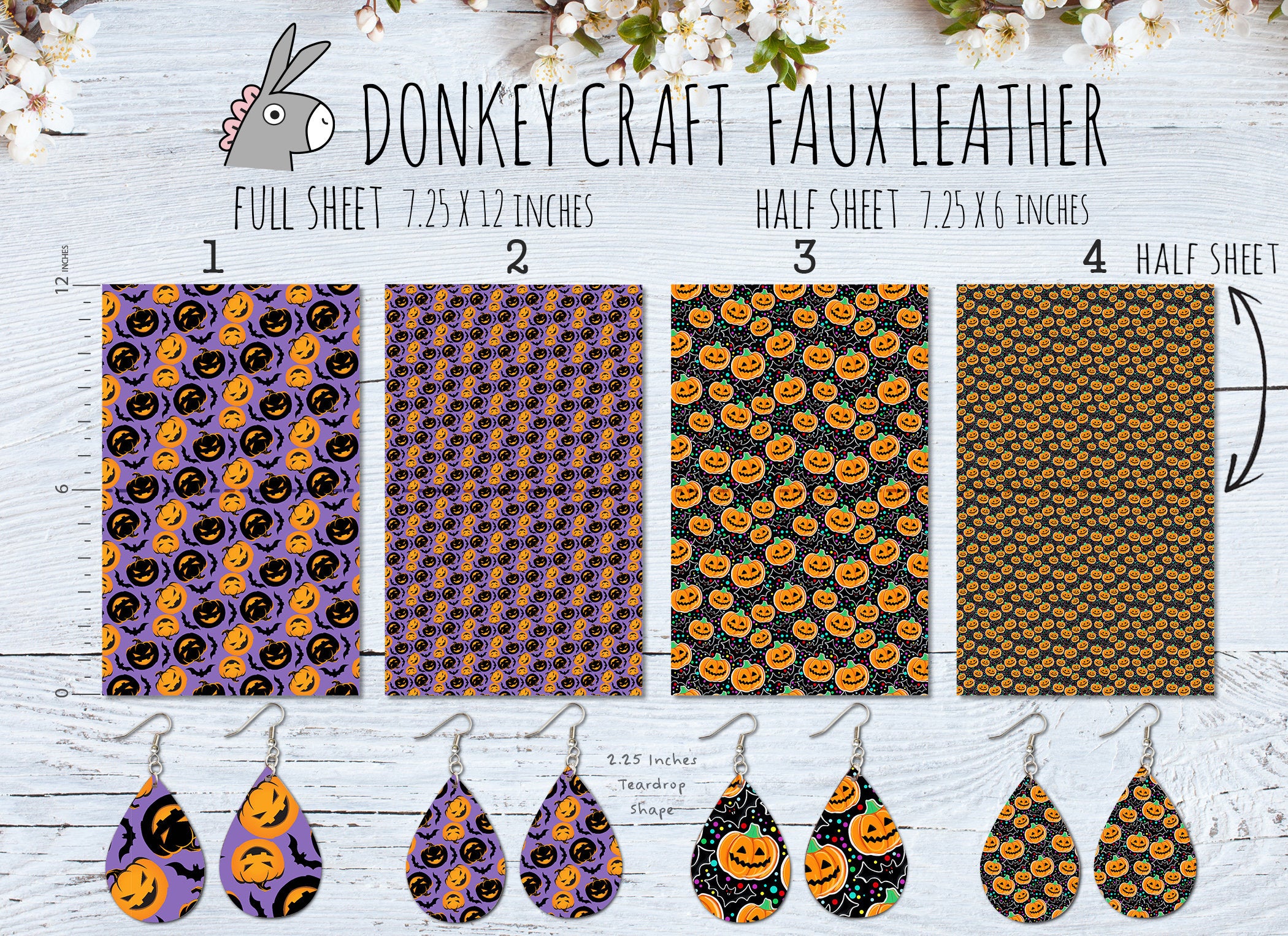 Halloween Pumpkin Printed Faux Leather FL-040