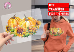 Sunflower Pumpkin DTF Transfer for T-shirts, Hoodies, heat Transfer, Ready To Press Heat Press Transfers DTF12