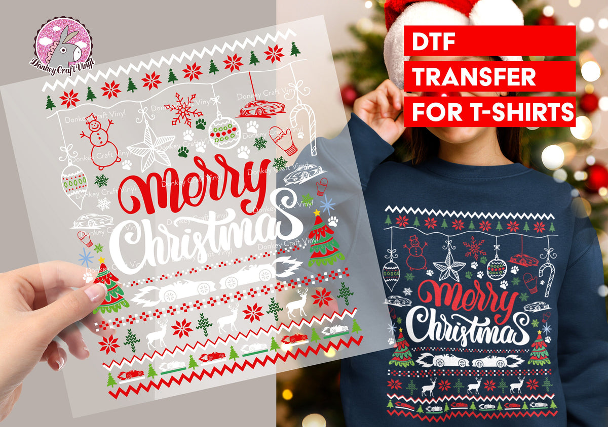 Christmas Ugly Sweater DTF Transfer for T-shirts, Hoodies, heat Transfer, Ready To Press Heat Press Transfers DTF22