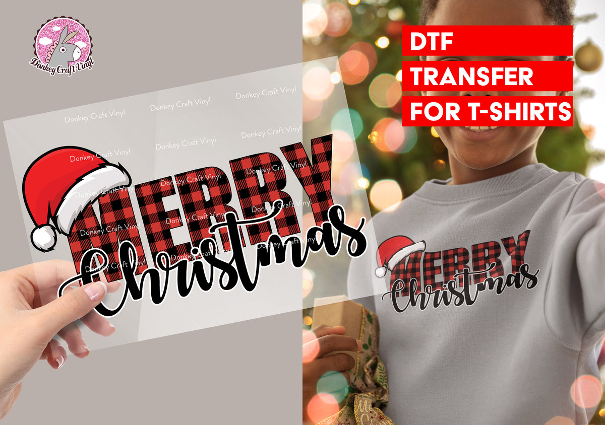 Merry Christmas Lettering DTF Transfer for T-shirts, Hoodies, heat Transfer, Ready To Press Heat Press Transfers DTF14