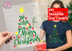 Merry Christmas Xmas Tree DTF Transfer for T-shirts, Hoodies, Heat Transfer, Ready To Press Heat Press Transfers DTF34