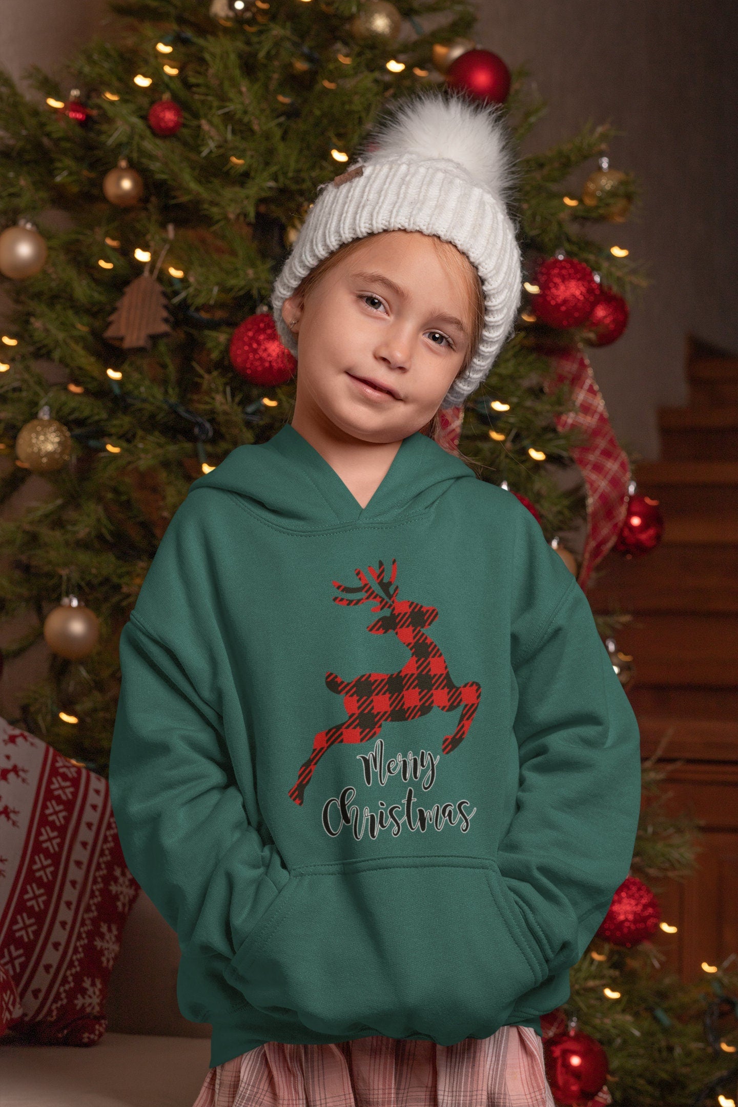 Merry Christmas Reindeer DTF Transfer for T-shirts, Hoodies, Heat Transfer, Ready To Press Heat Press Transfers DTF24