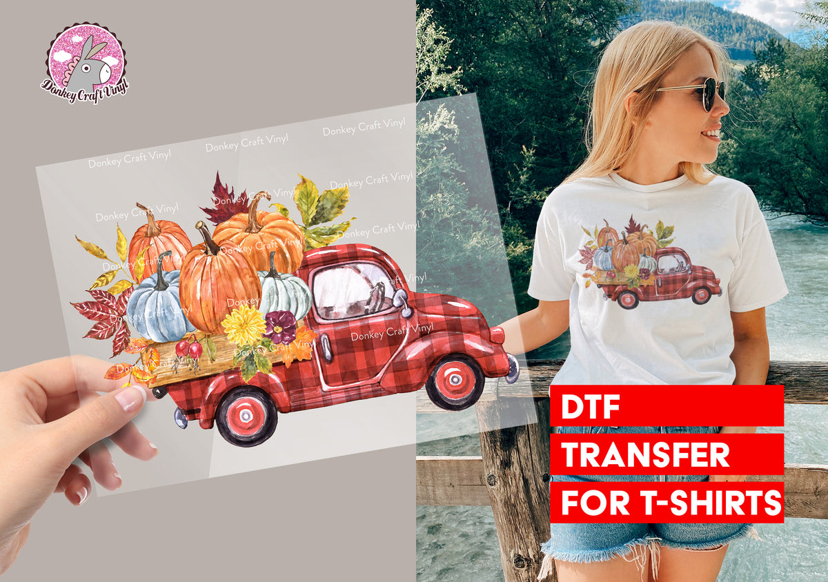 Pumpkin Old Truck DTF Transfer for T-shirts, Hoodies, heat Transfer, Ready To Press Heat Press Transfers, Just Heat Press It DTF17