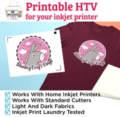 Inkjet Printable HTV, DTV, Home Inkjet Direct To Vinyl, Printable Heat Transfer Vinyl, Inkjet print Iron on Vinyl